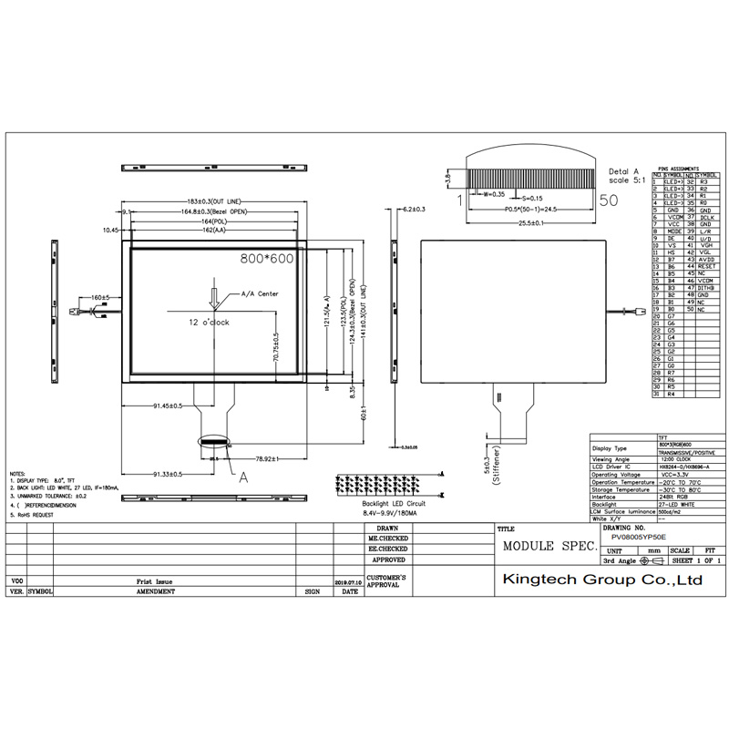 8-PV08005YP50E Mechanical Drawing